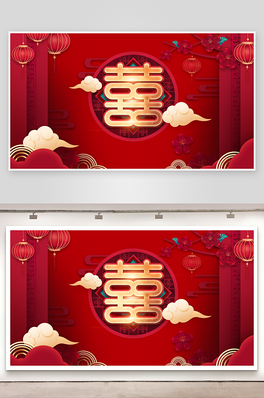 婚礼婚庆宣传展板背景设计-众图网