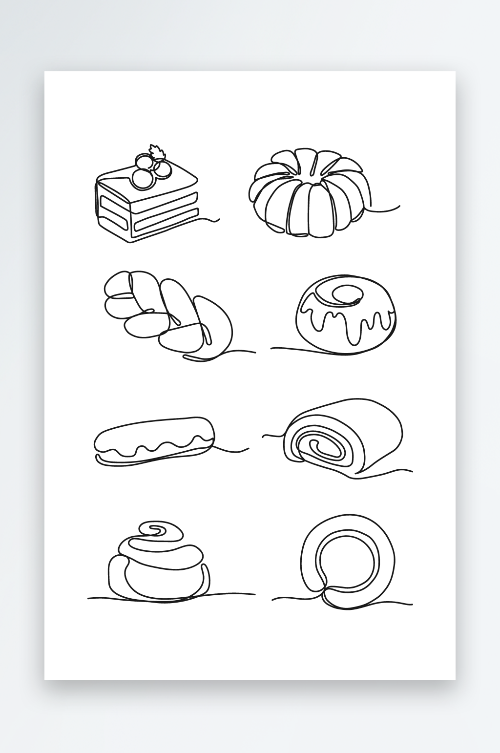 素描美味面包甜品矢量元素素材