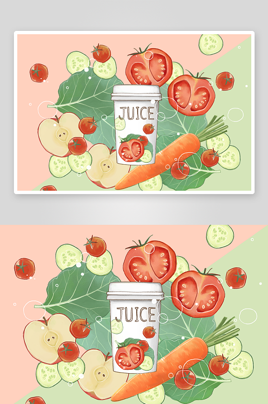 清新风手绘化妆品护肤品插画