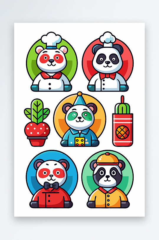 大熊貓矢量插畫素材集合