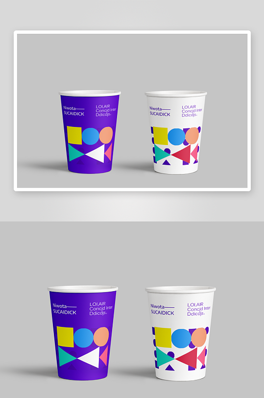 简约大气水杯纸杯VI样机模板-众图网