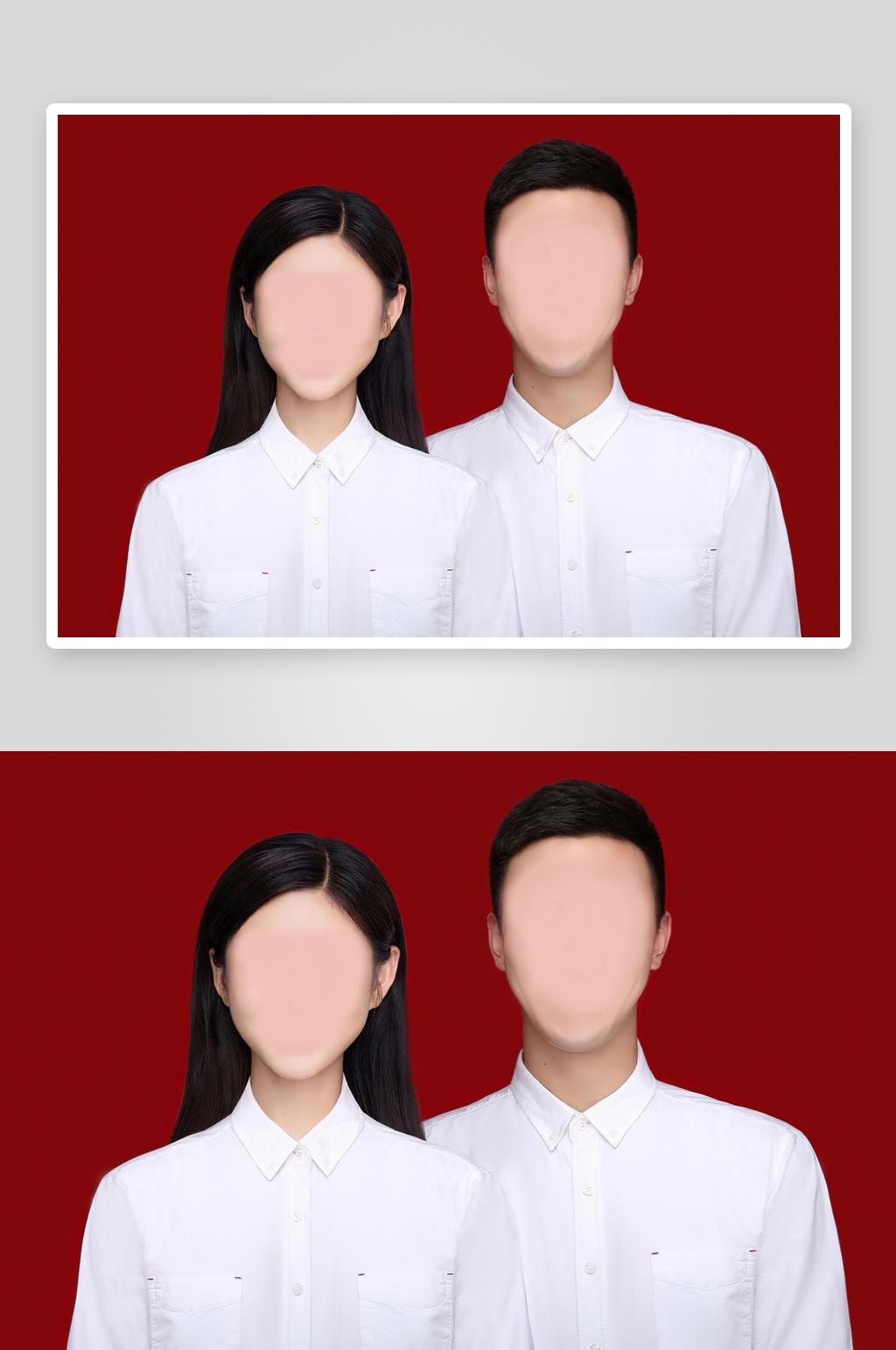 红底证件照结婚照模板素材制服换头衬衫服装素材