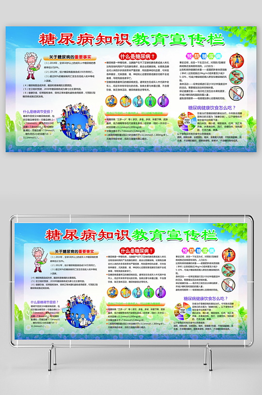 医院社区糖尿病宣传栏展板设计素材