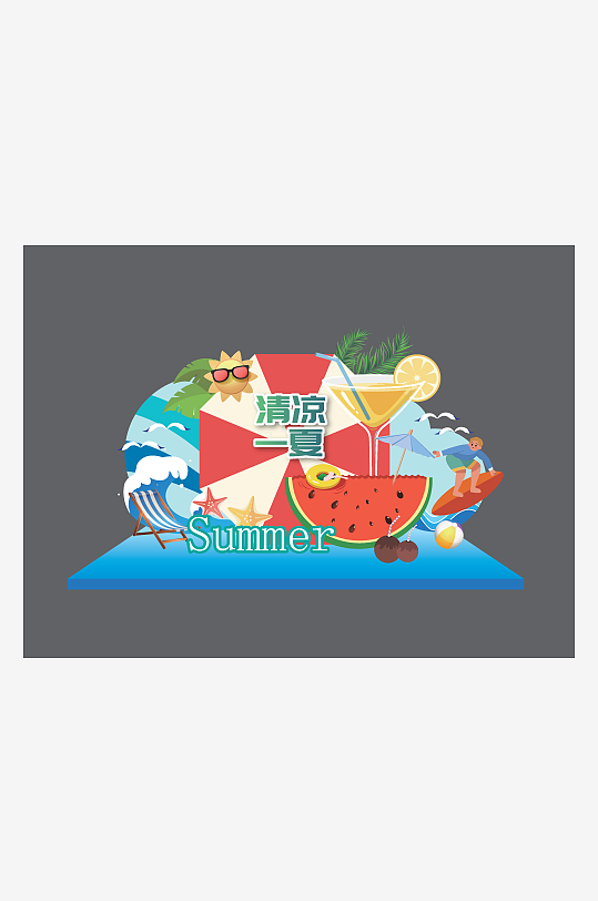 西瓜美陈布置合影区拍照打卡-众图网