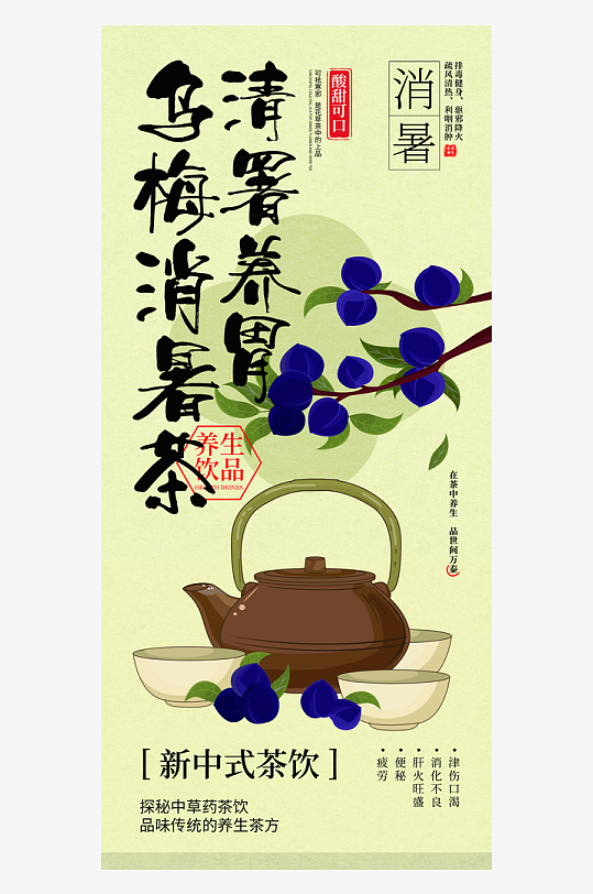 乌梅茶中医茶饮系列海报