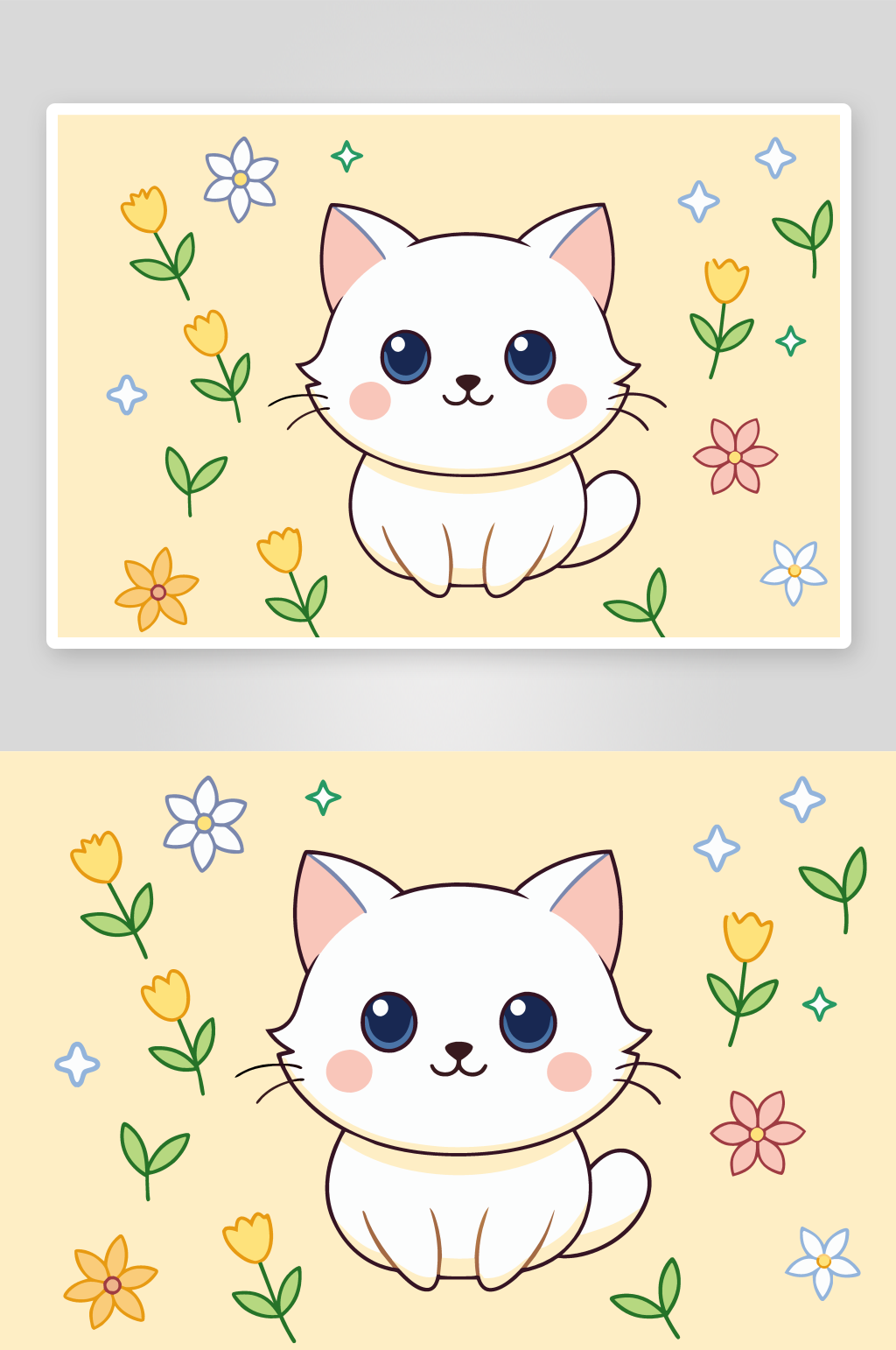 简约卡通猫咪素材图AI图素材