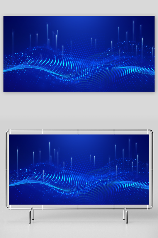 蓝色大数据科技感背景主视觉KV展板-众图网