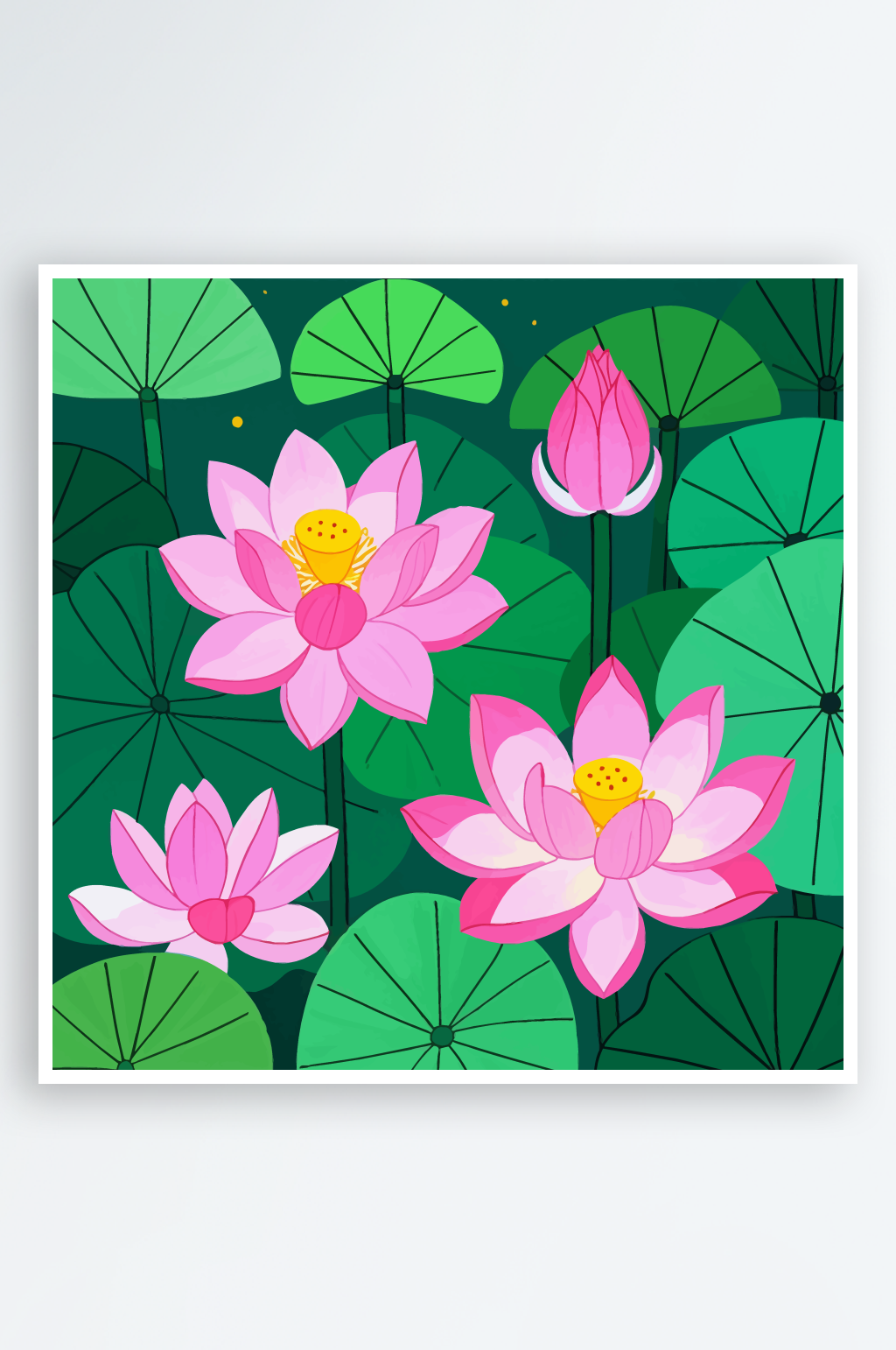 卡通矢量荷花花朵素材图图片素材