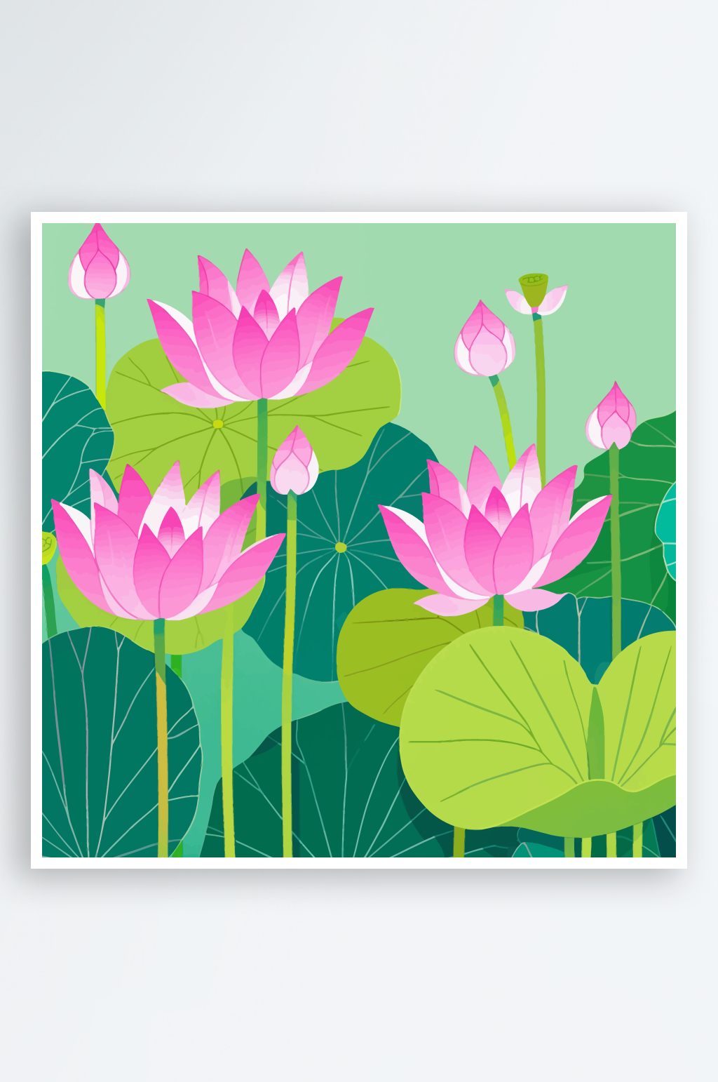 卡通矢量荷花花朵素材图图片素材