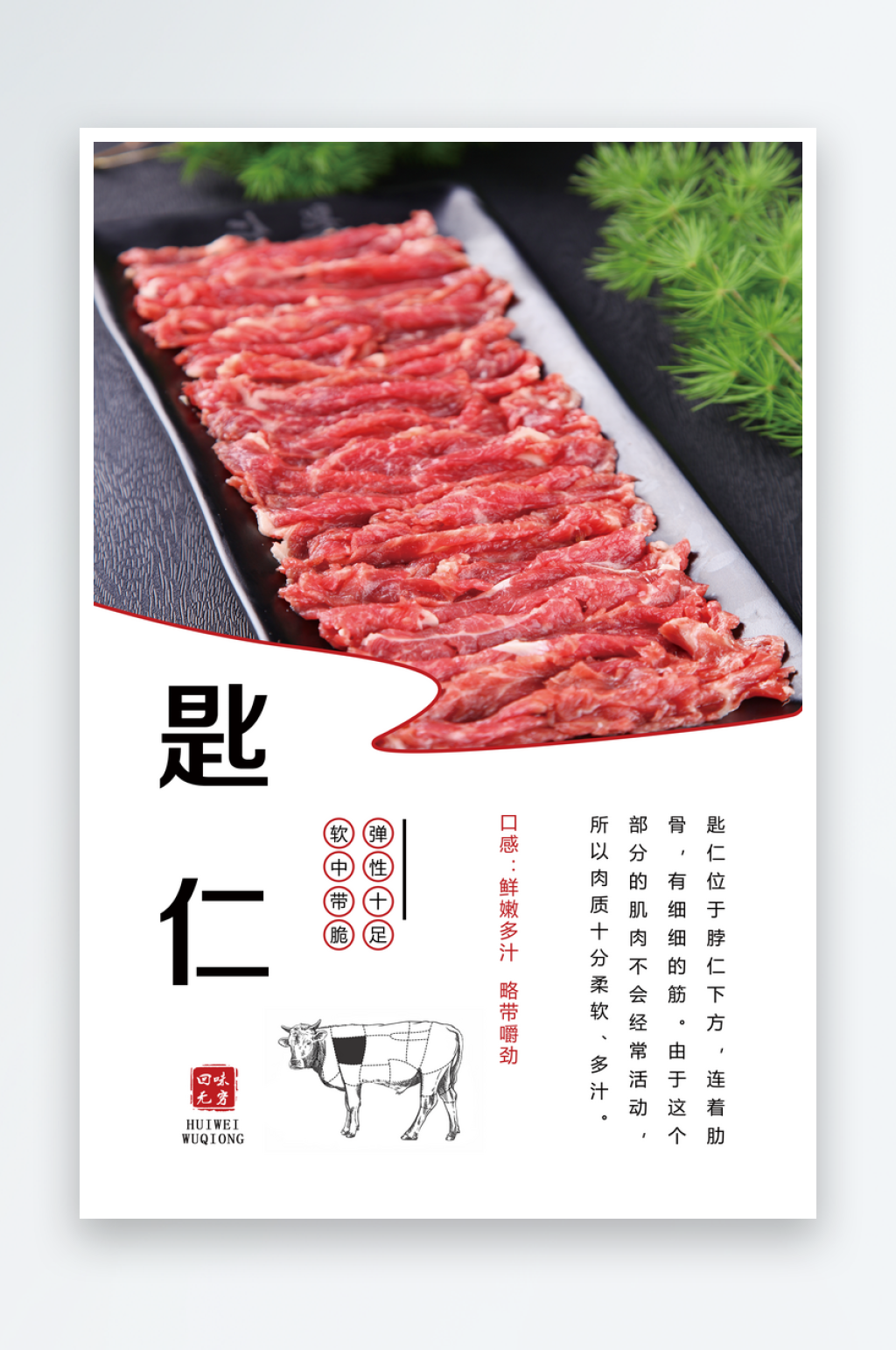 牛肉部位介绍展板海报匙仁素材