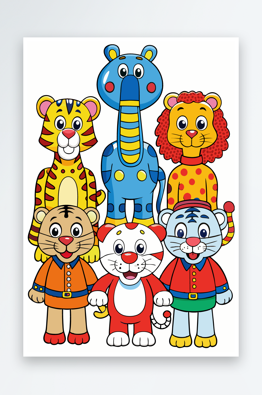 老虎狮子矢量插画元素素材