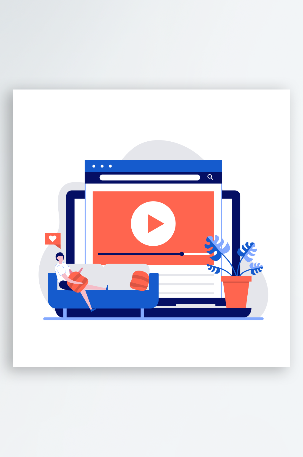 创意蓝色互联网社交场景设计插画素材