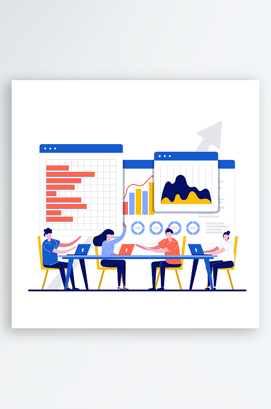 创意蓝色互联网社交场景插画-众图网