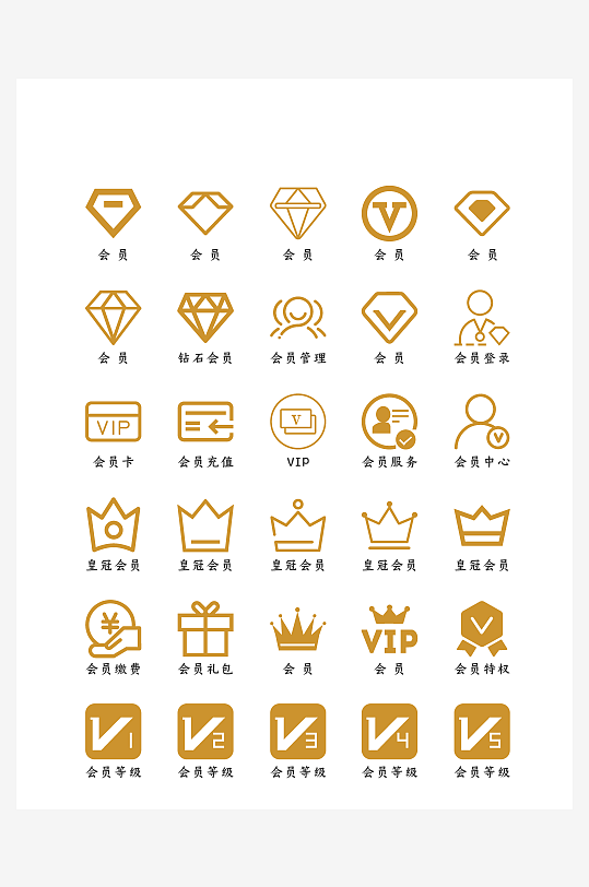 創(chuàng)意矢量會(huì)員等級(jí)icon手機(jī)圖標(biāo)元素