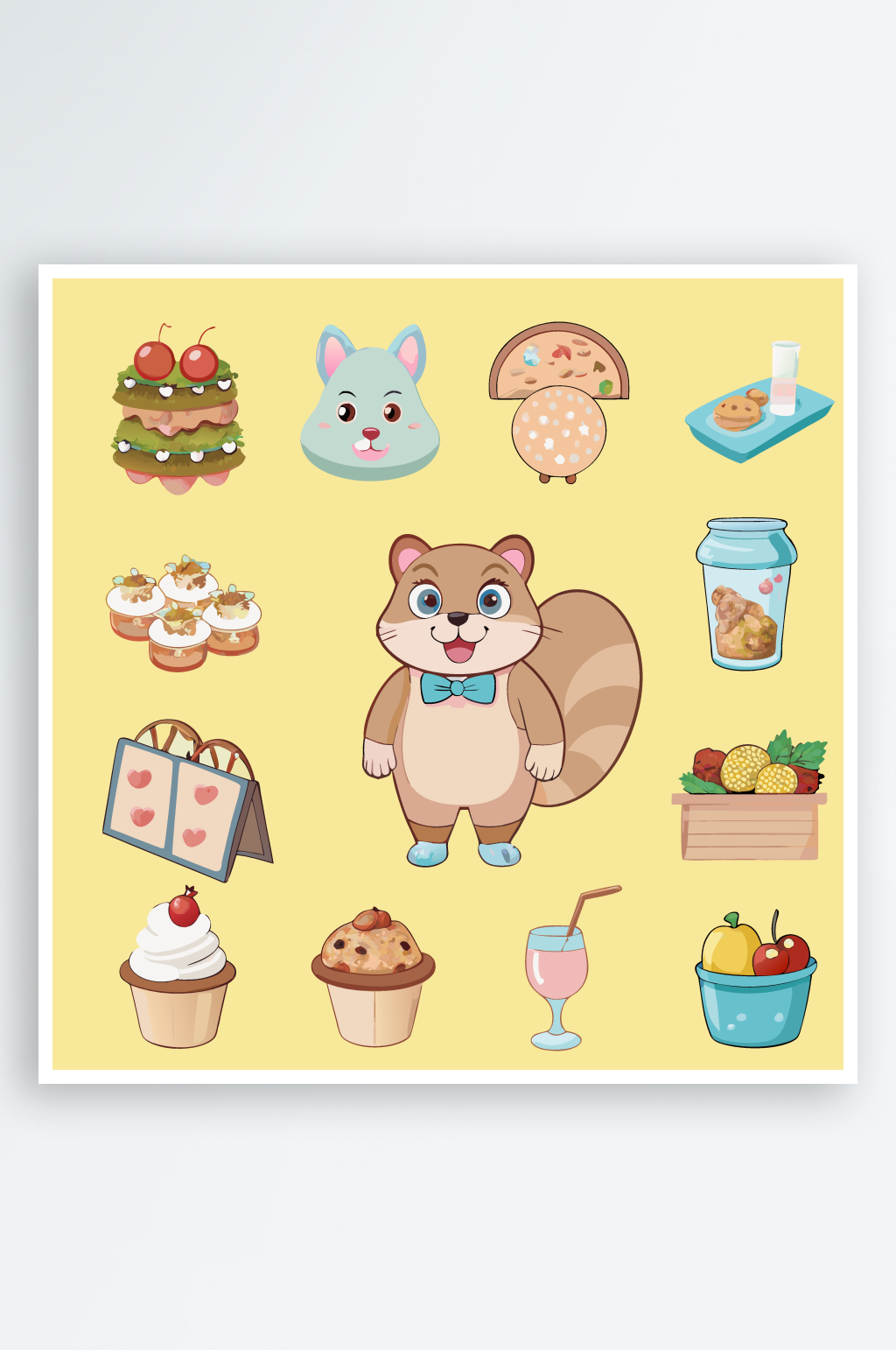 卡通动物松鼠卡通插画元素素材