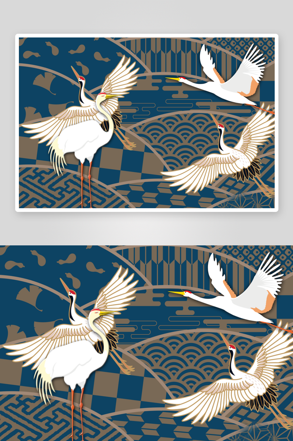 卡通手绘仙鹤插画背景设计素材
