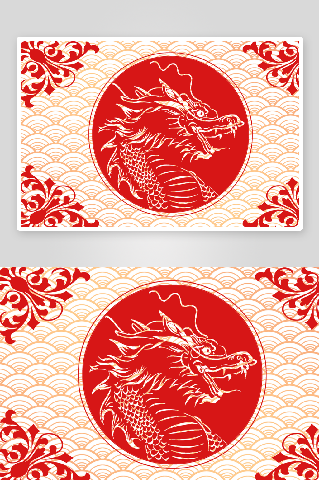 红色卡通手绘凤凰插画背景素材