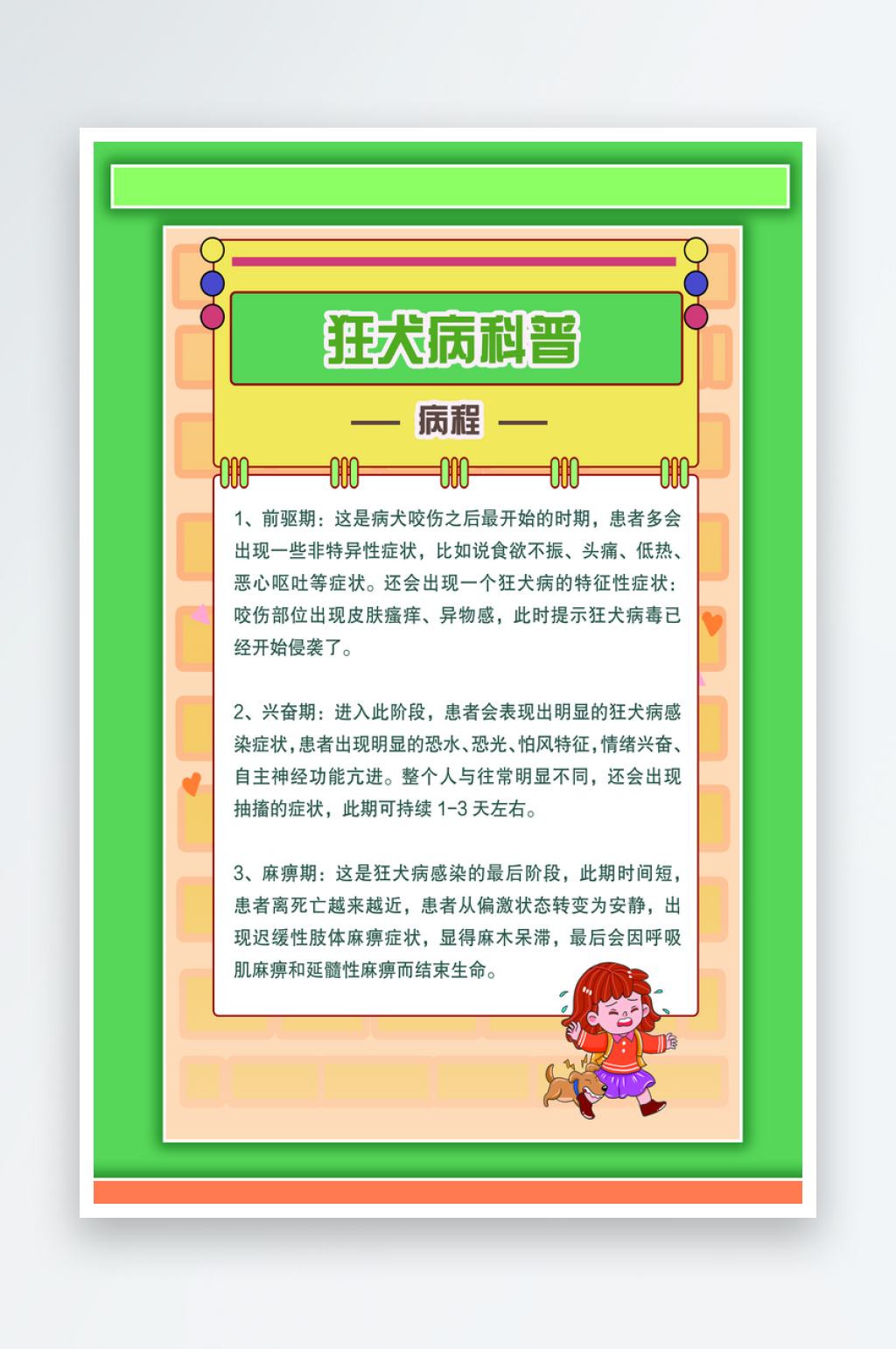 卡通狂犬病科普知识海报素材