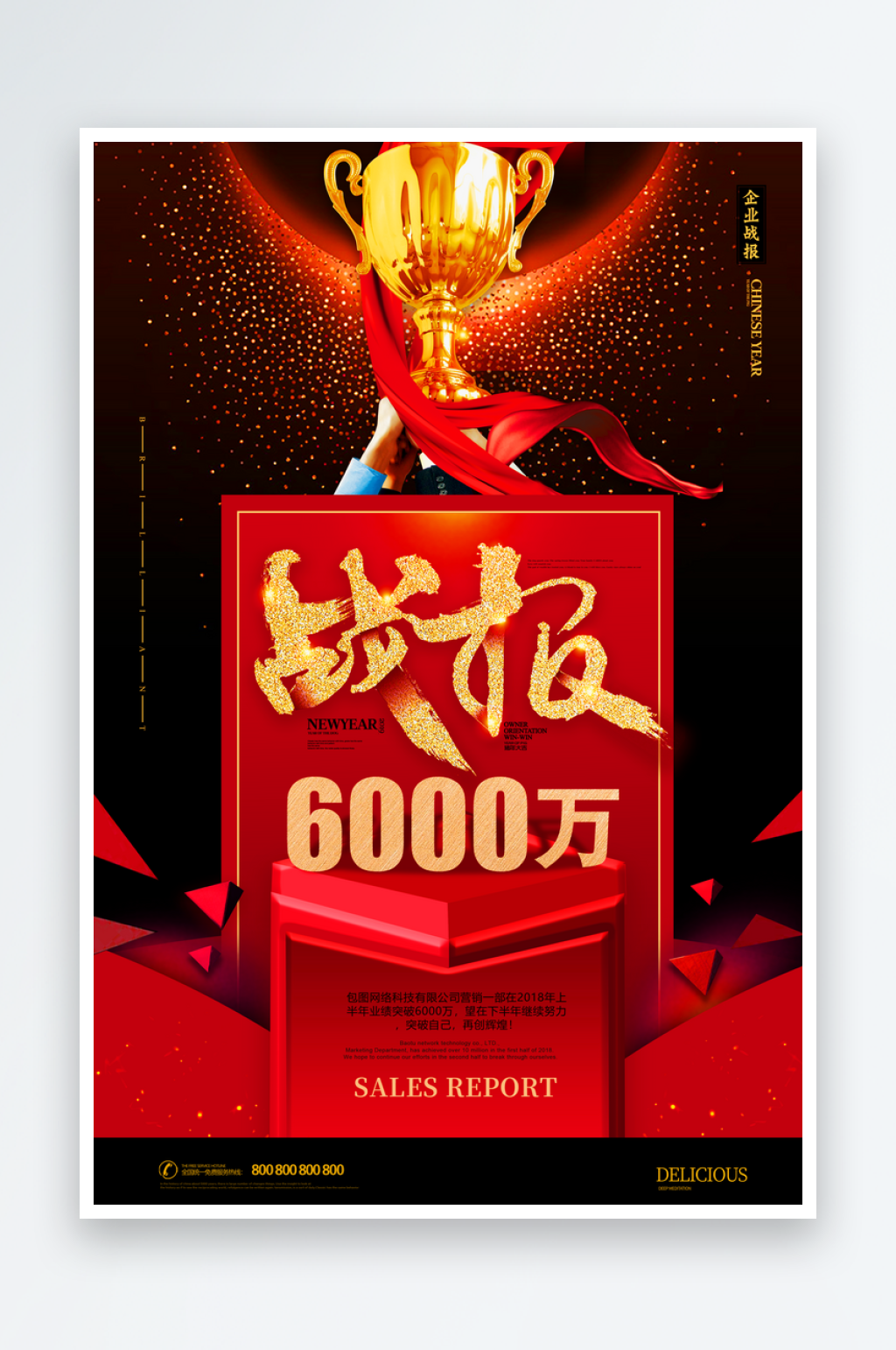 销售喜报业绩战报海报素材
