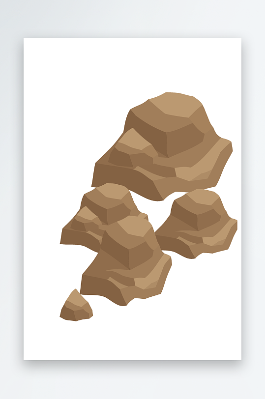 石头岩石卡通手绘石子山坡石块