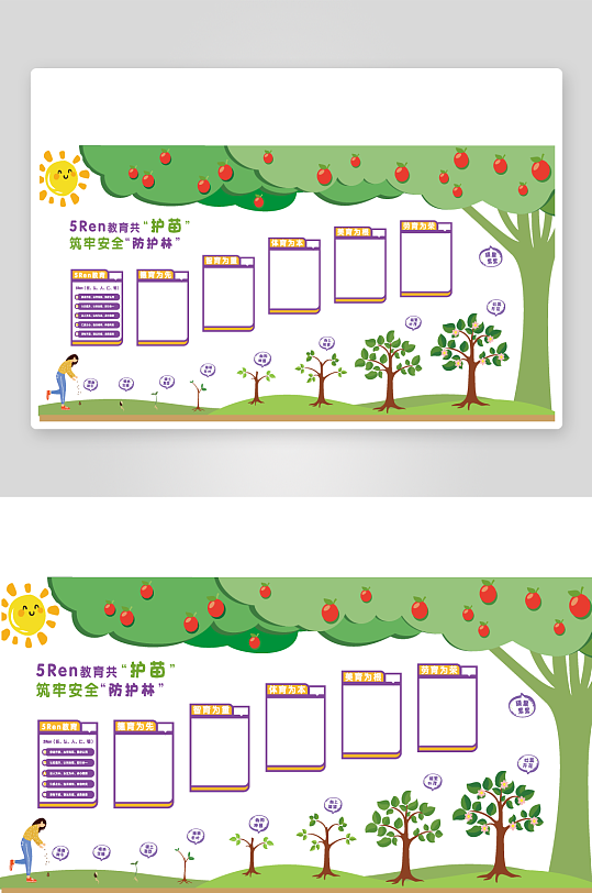 树苗逐渐长大教育展板-众图网