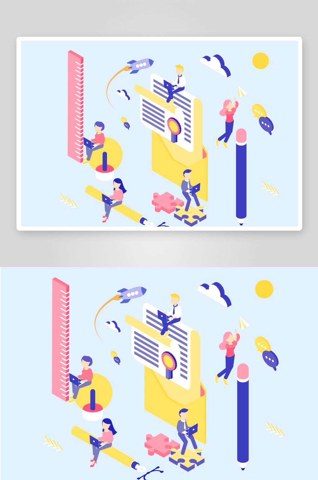 卡通手绘企业办公插画设计素材