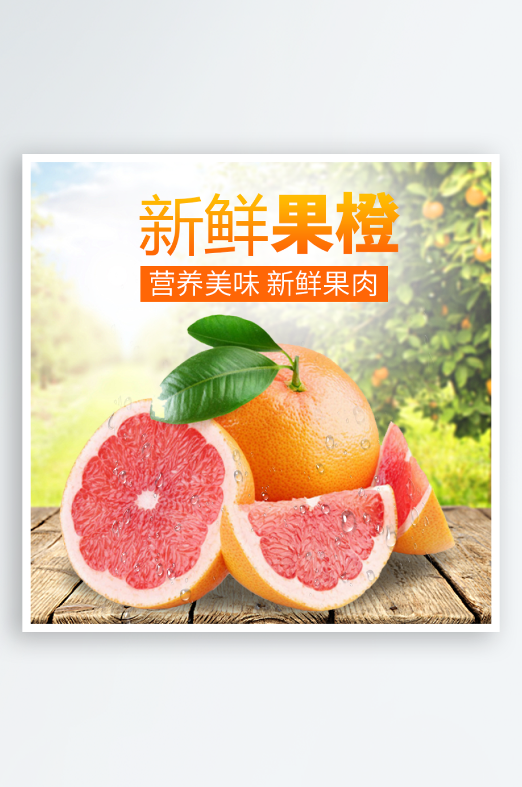 创意简约新鲜橙子水果电商主图素材