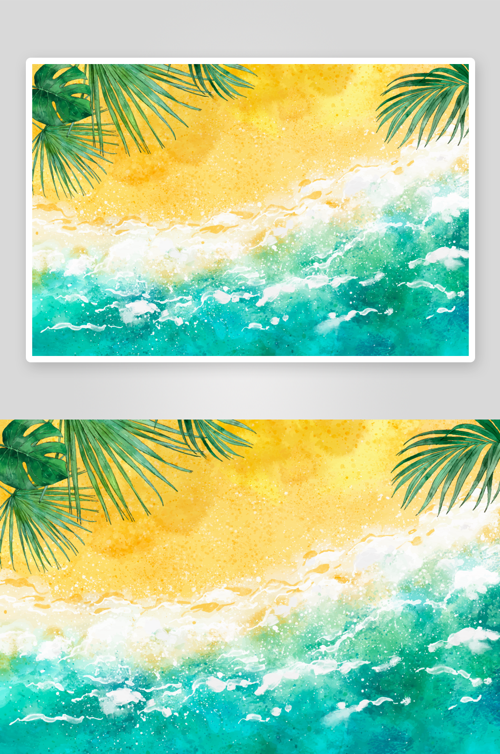 矢量手绘水彩海水背景素材