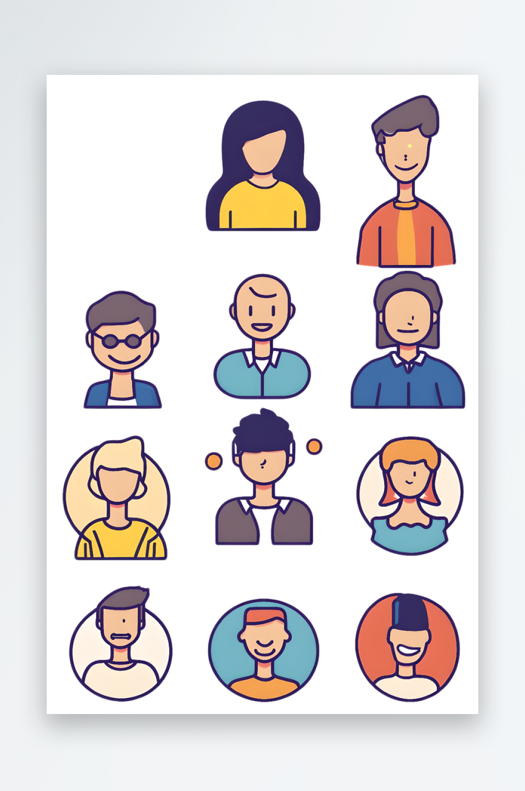 不同人物头像男人女人小图标logo海报素素材