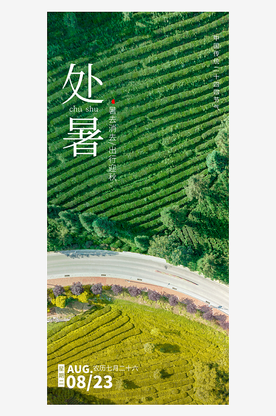二十四節(jié)氣傳統(tǒng)節(jié)日處暑宣傳海報
