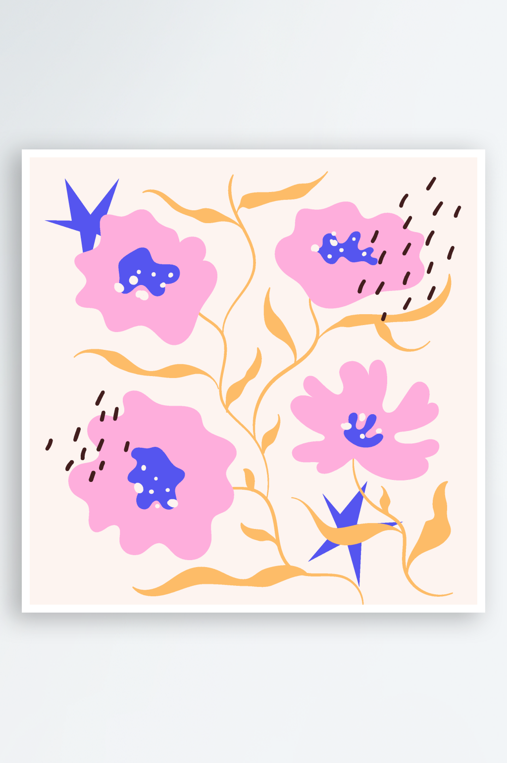 小清新手绘水彩粉色花卉矢量元素素材