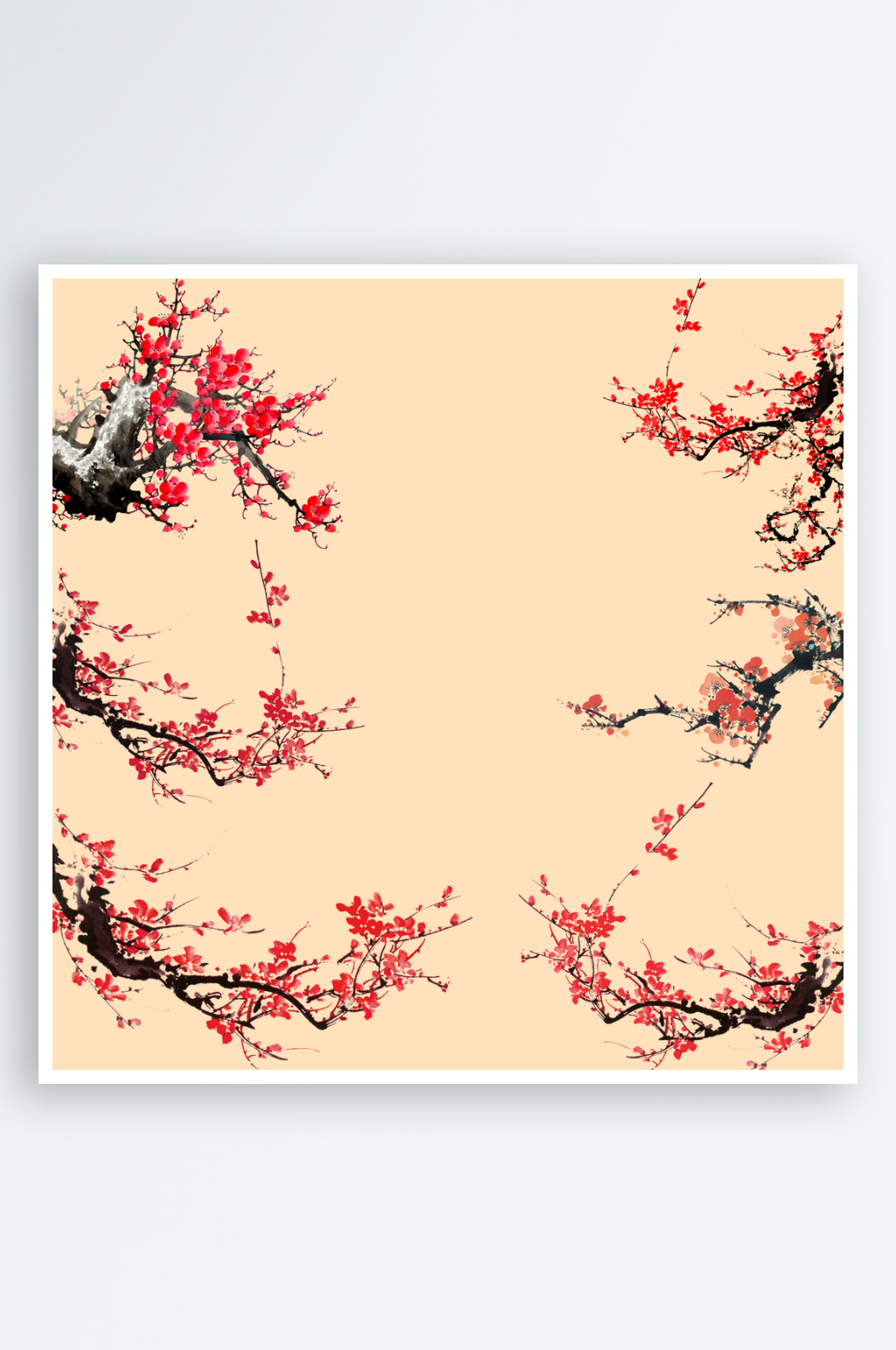 免扣水墨梅花素材素材