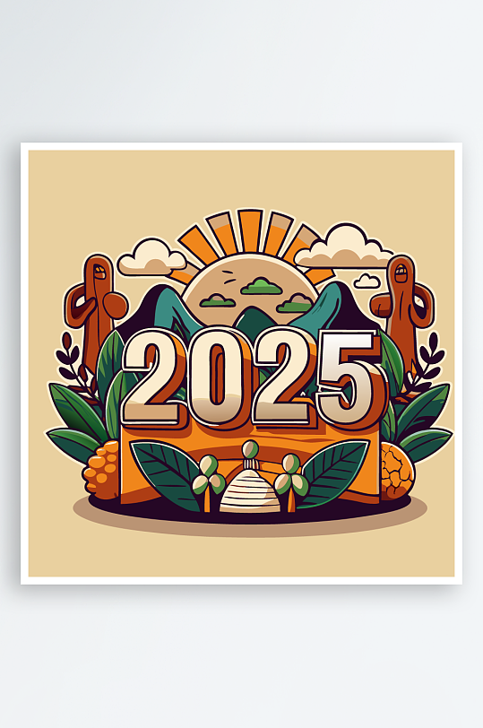 卡通字母矢量2025年字体插画