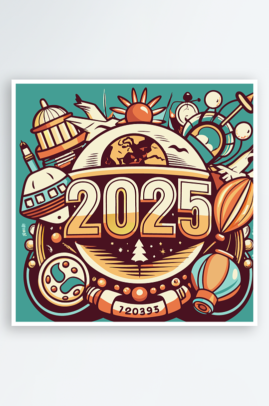 卡通字母矢量2025年字体插画