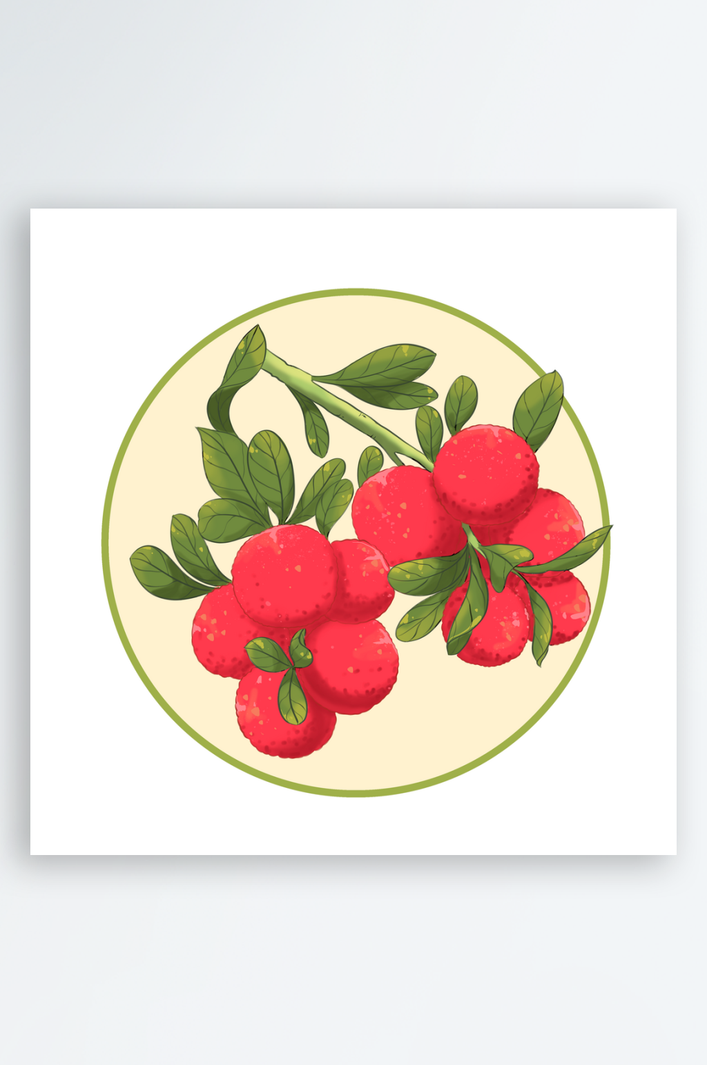 杨梅水果插画元素素材
