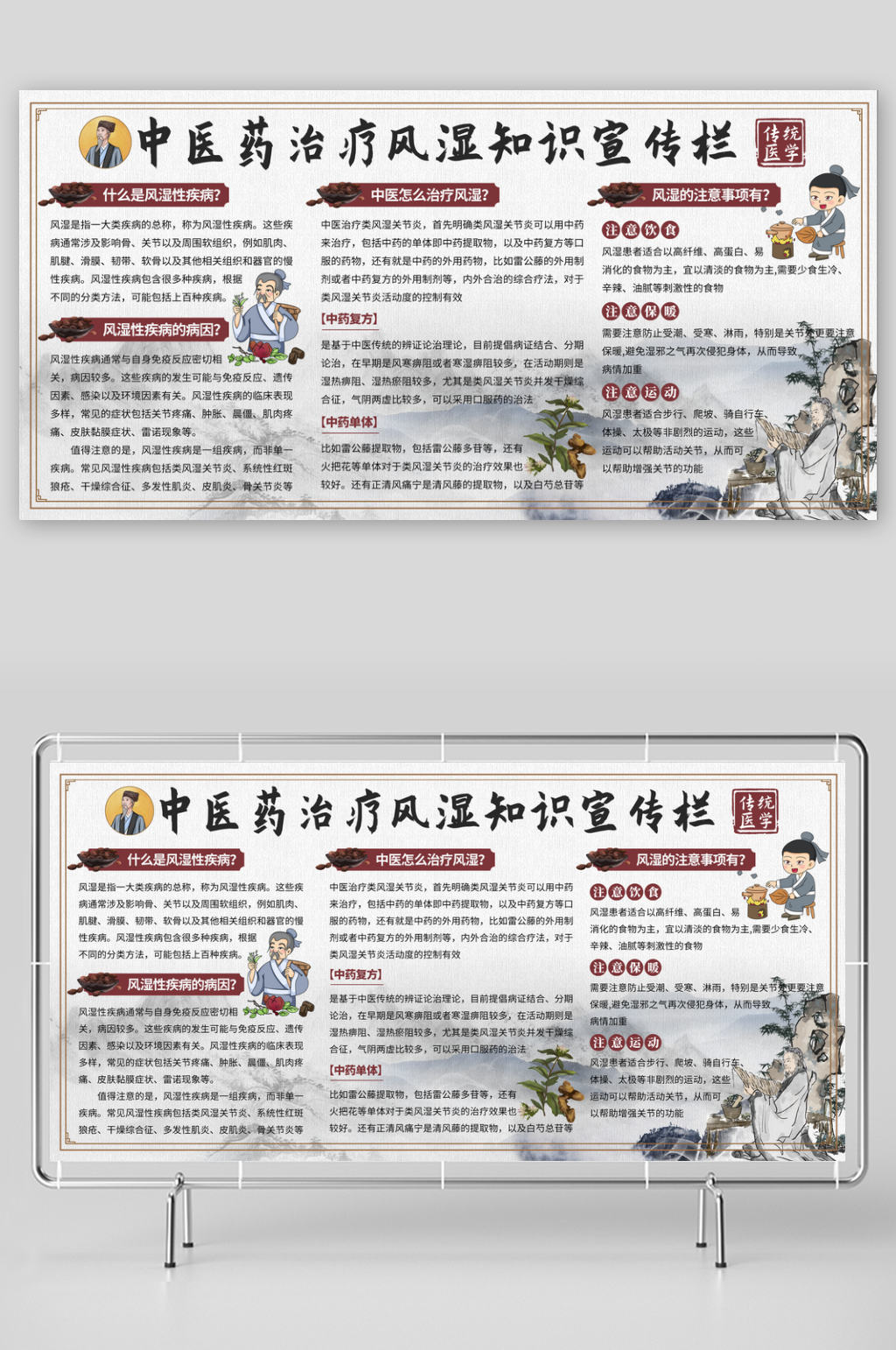 傳統(tǒng)中醫(yī)藥治療風(fēng)濕知識宣傳欄展板素材