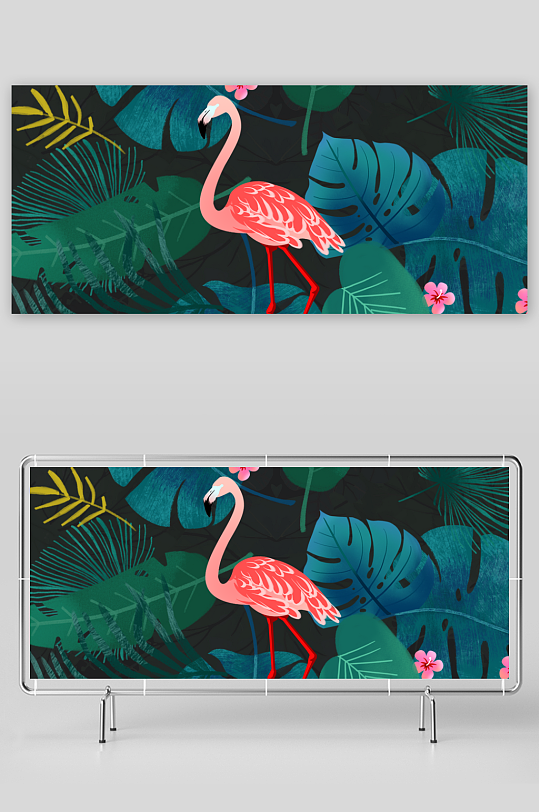 小清新热带龟背叶PSD背景-众图网