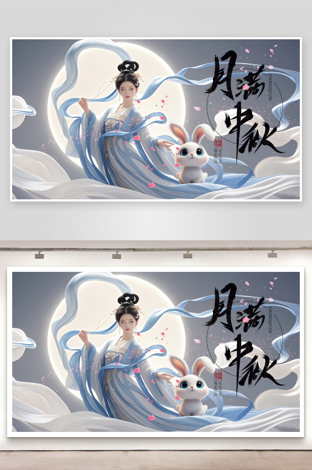 唯美中秋节海报画面素材