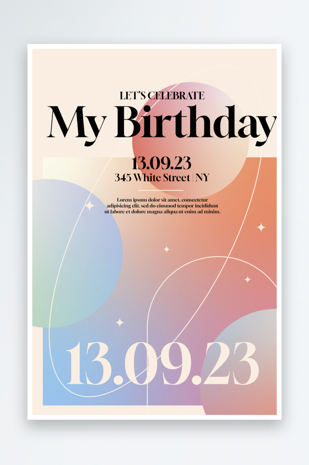 马卡龙色几何抽象生日海报设计素材