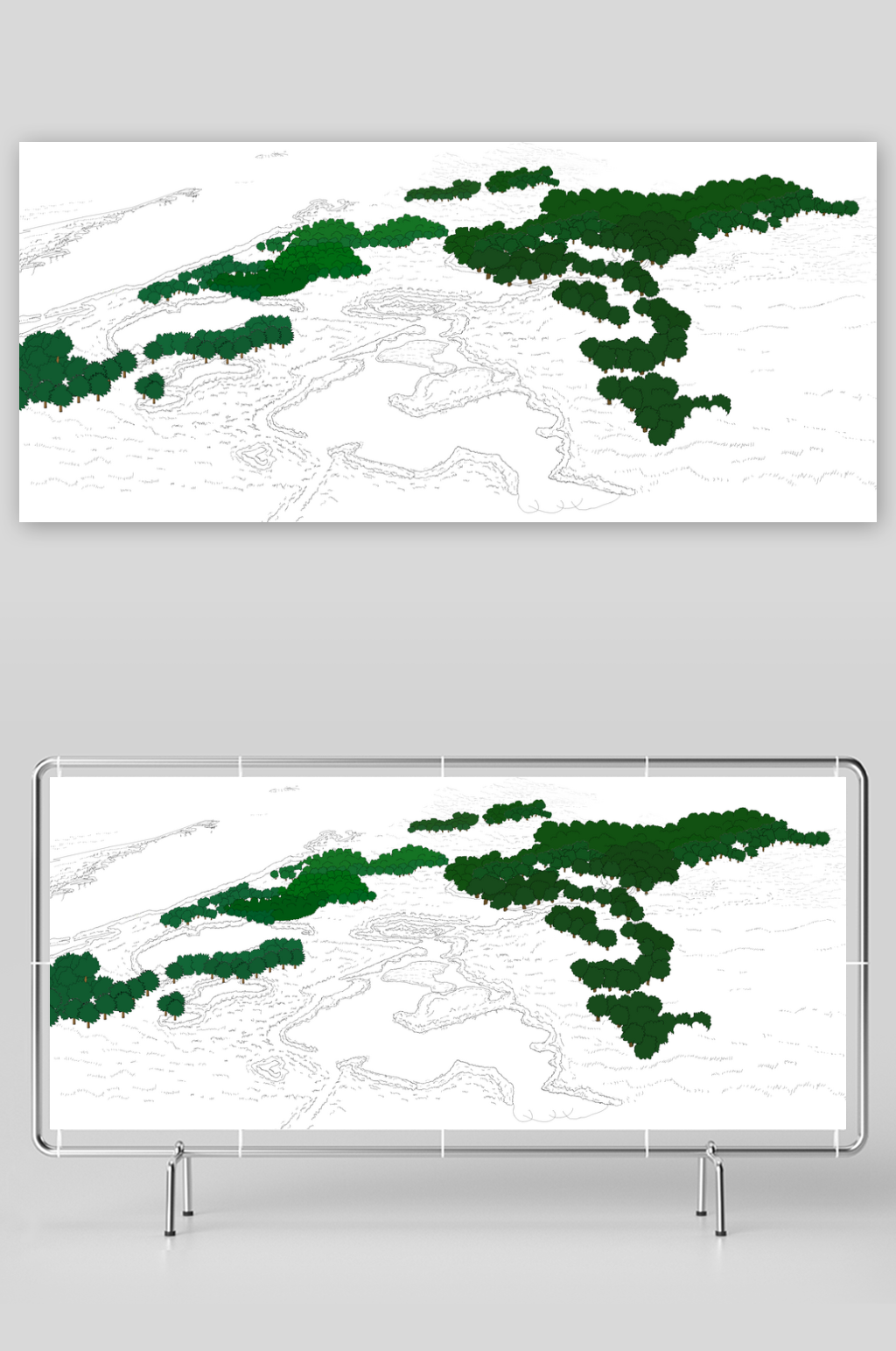 手绘植物园林景园绿植素材素材