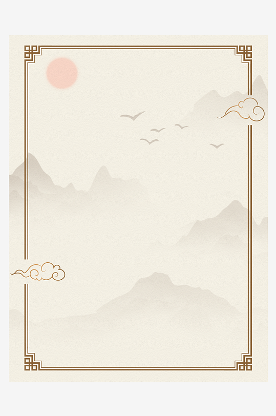 中国风古风水墨风古典山水梅花风景边框背景-众图网