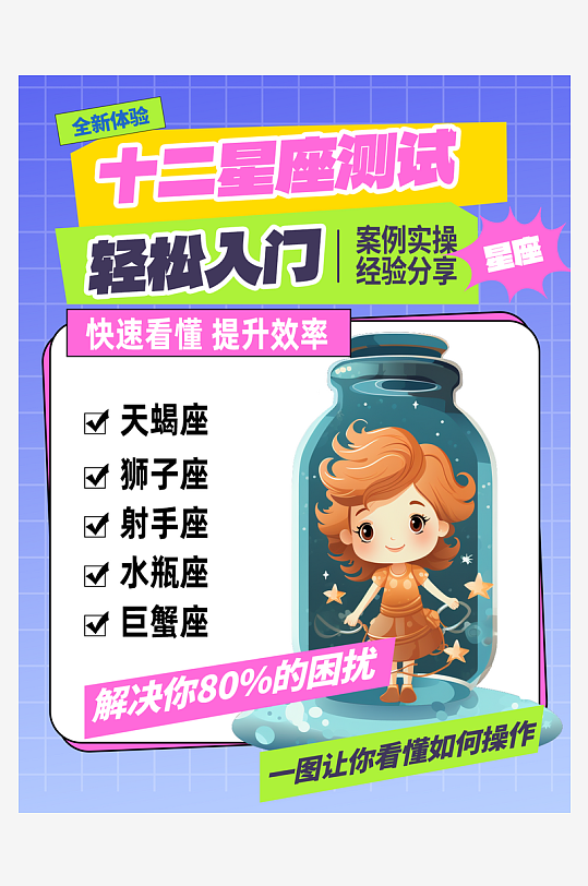 十二星座分析测试热点小红书封面-众图网