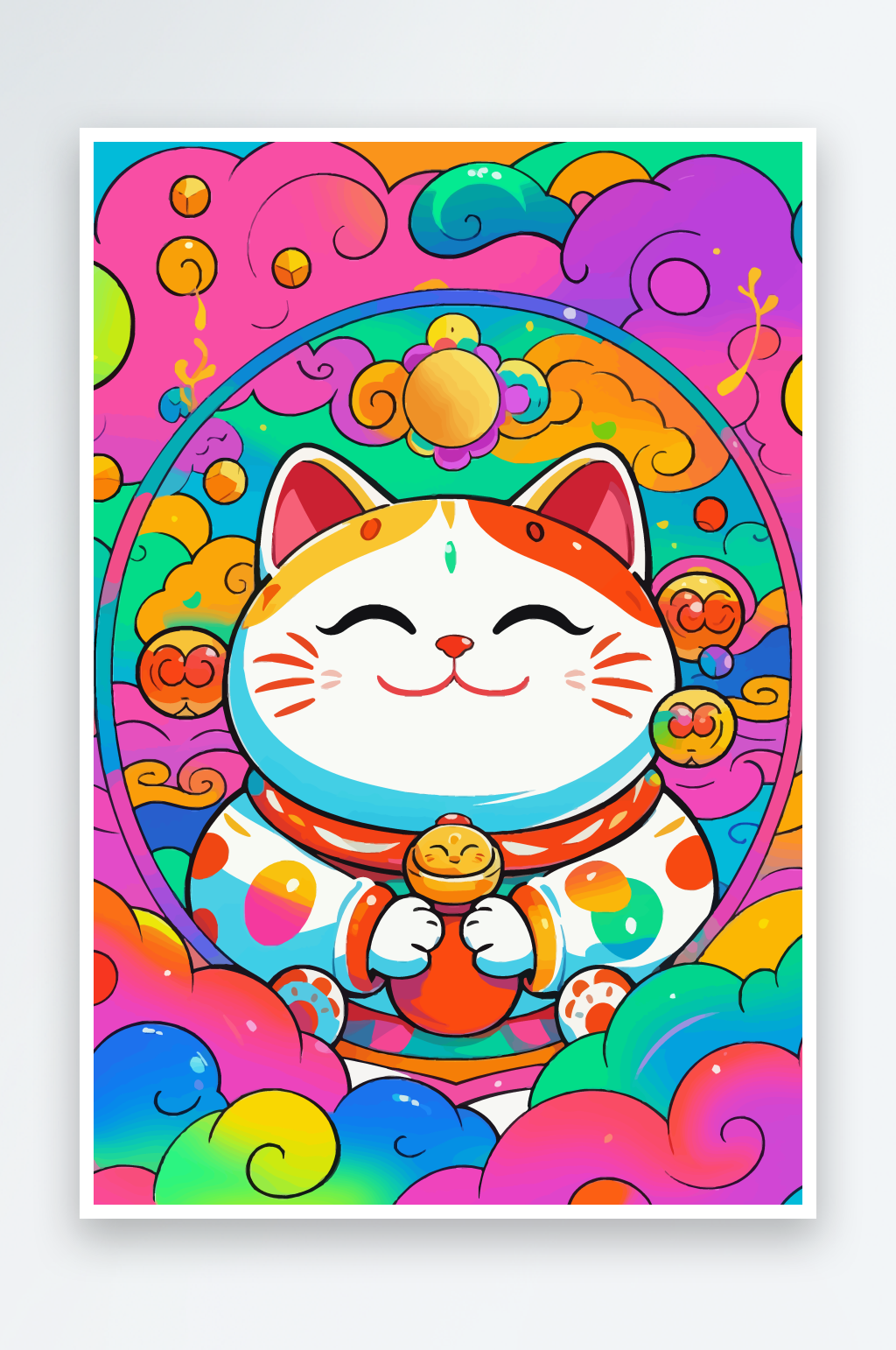 简约卡通招财猫素材图素材