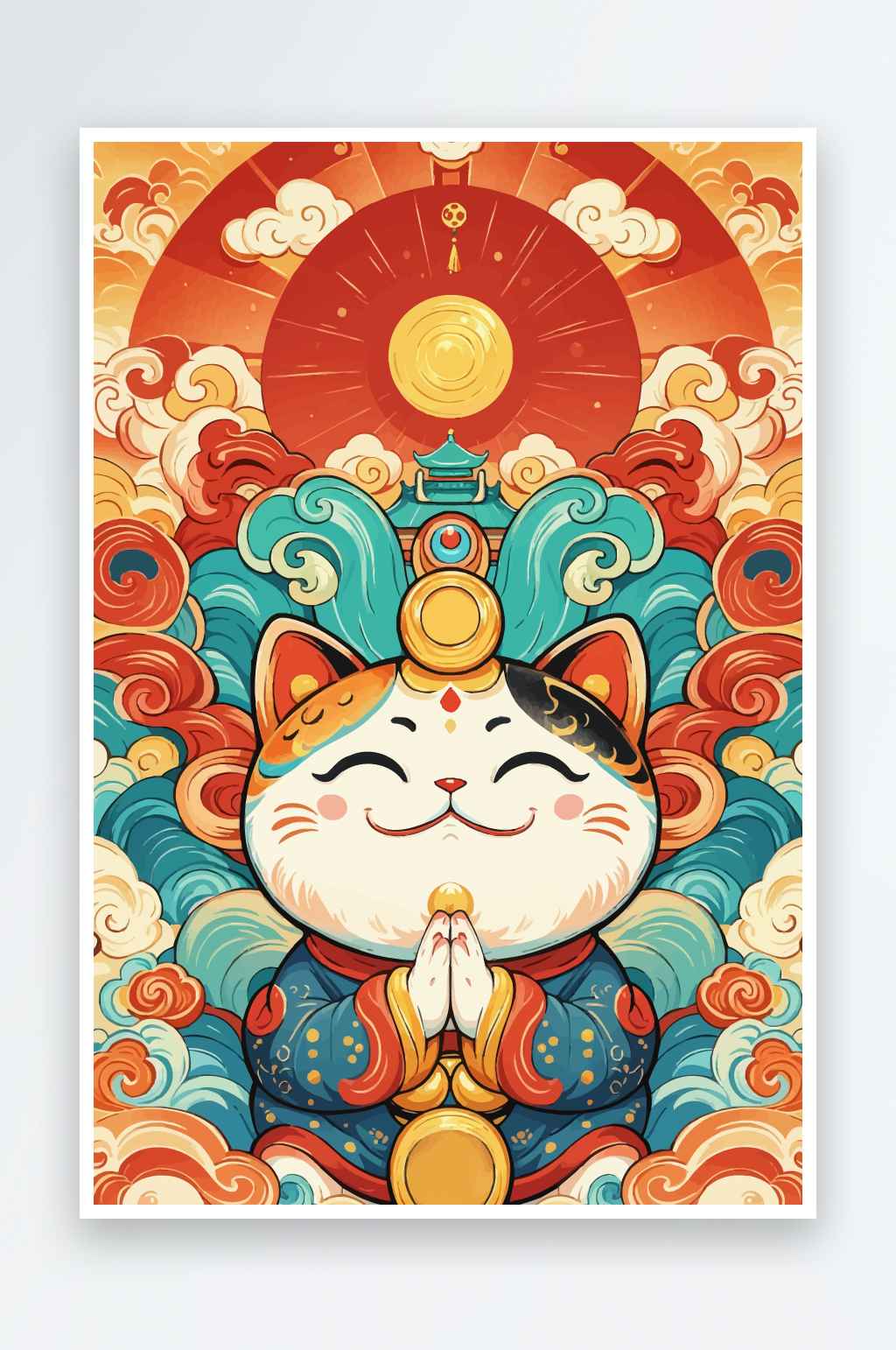简约卡通招财猫素材图素材