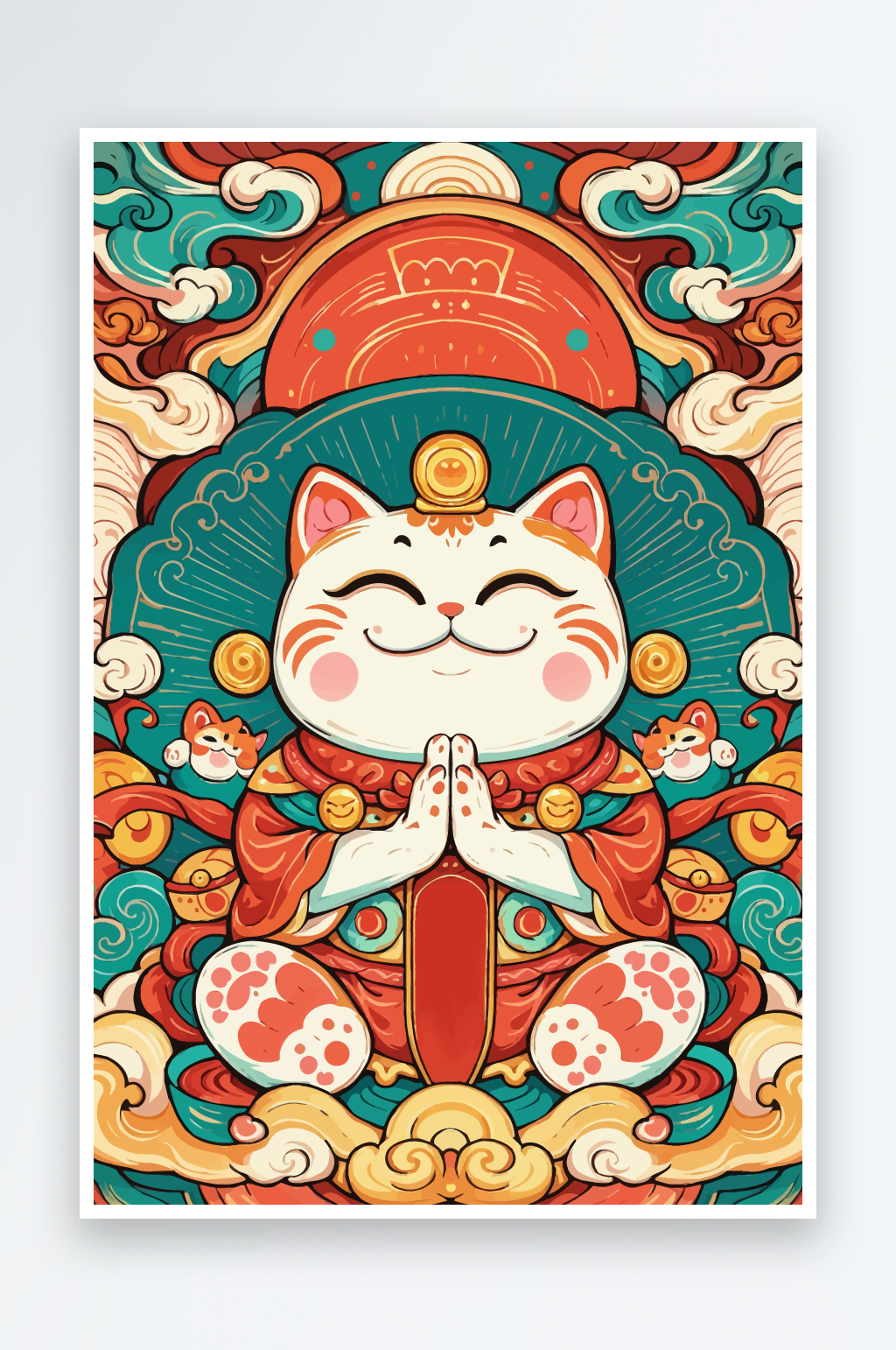 简约卡通招财猫素材图素材