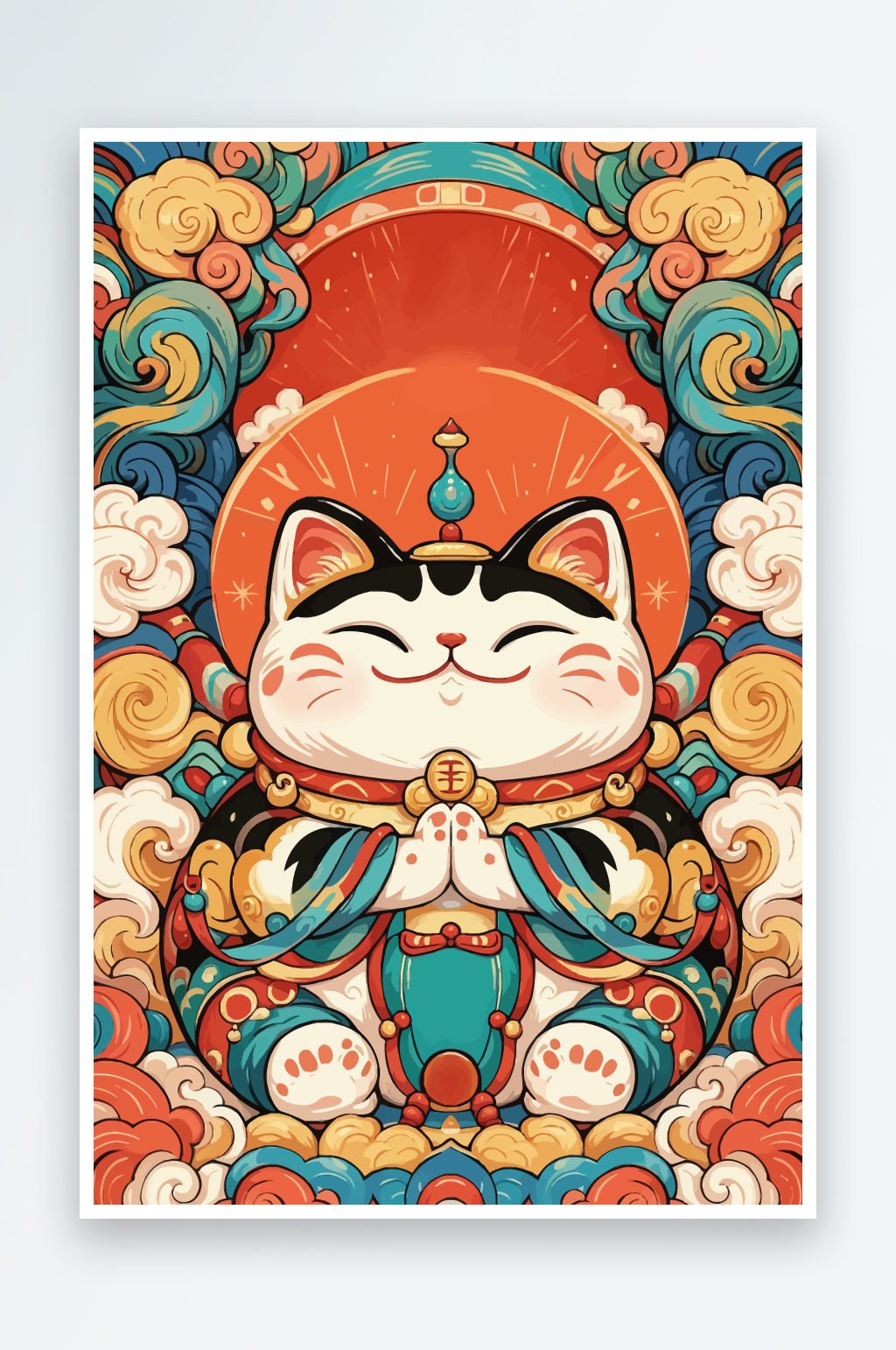 简约卡通招财猫素材图素材