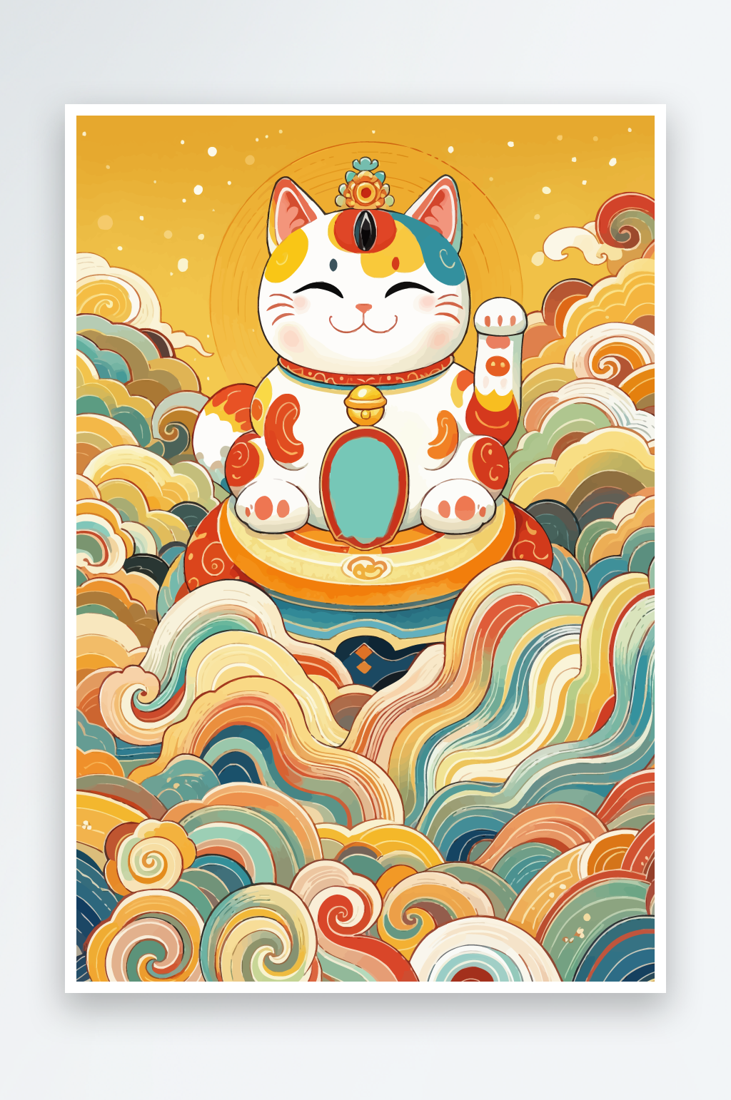 简约卡通招财猫素材图素材