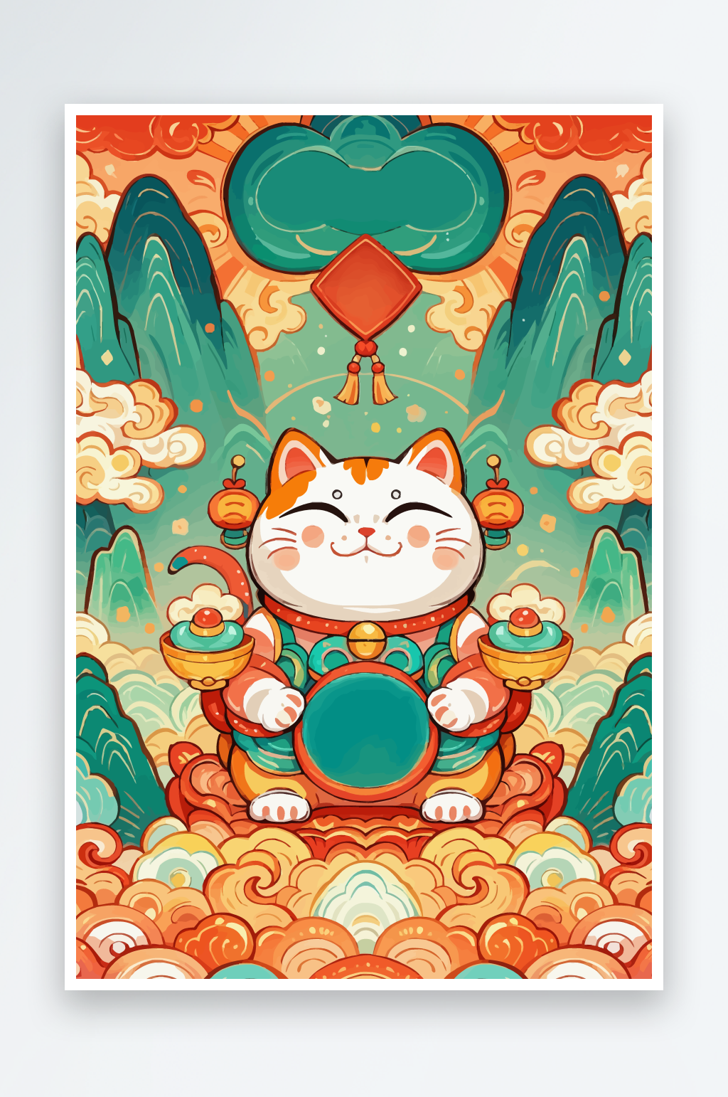 简约卡通招财猫素材图素材