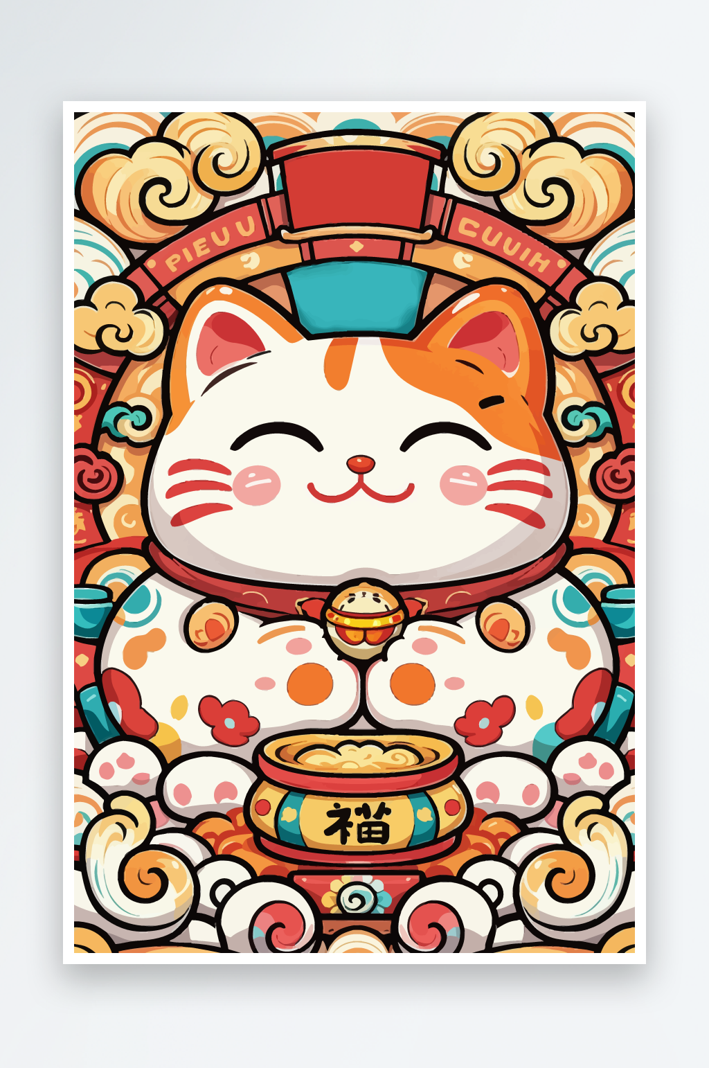 简约卡通招财猫素材图素材