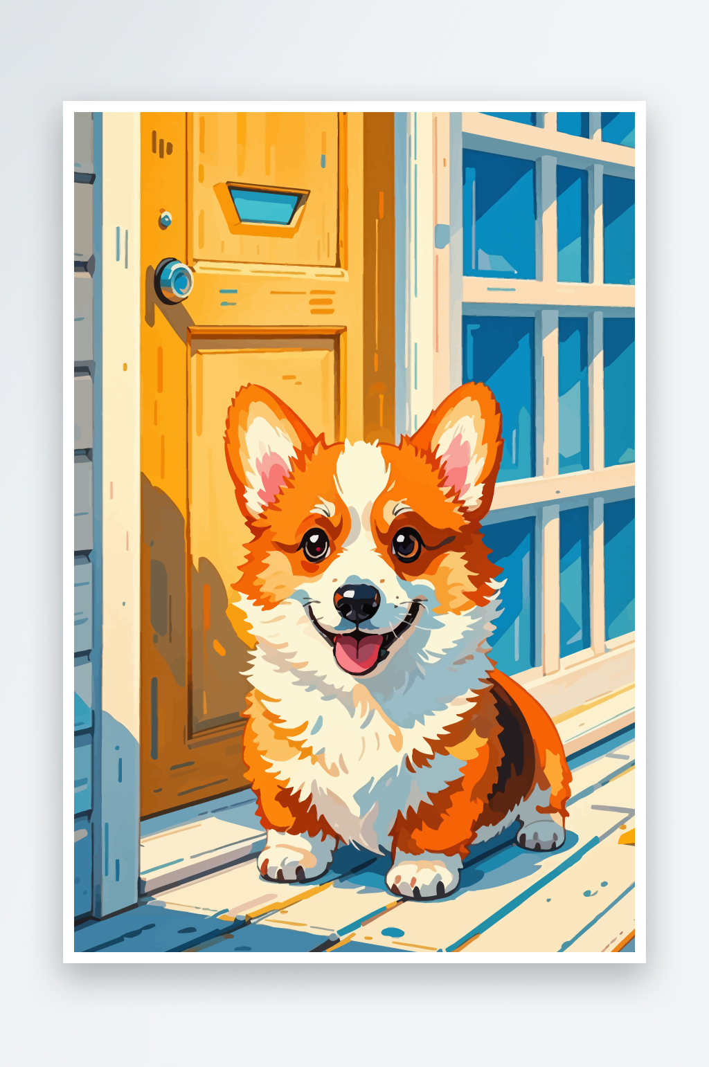可爱简约动物柯基犬小狗插画素材素材